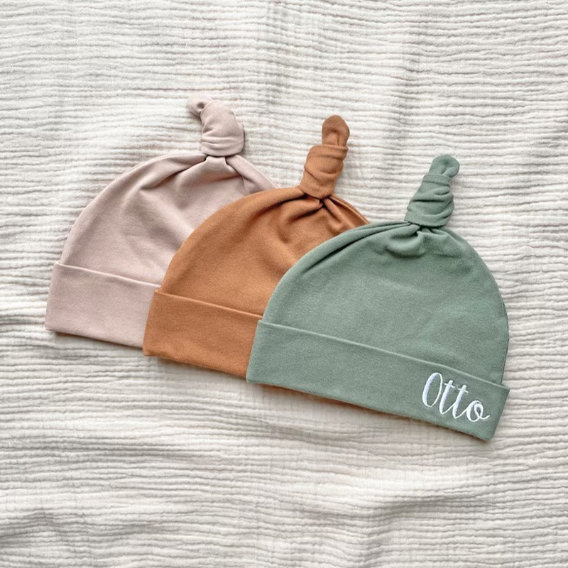 Custom Baby Name Hat – Cotton Newborn Knotted Beanie